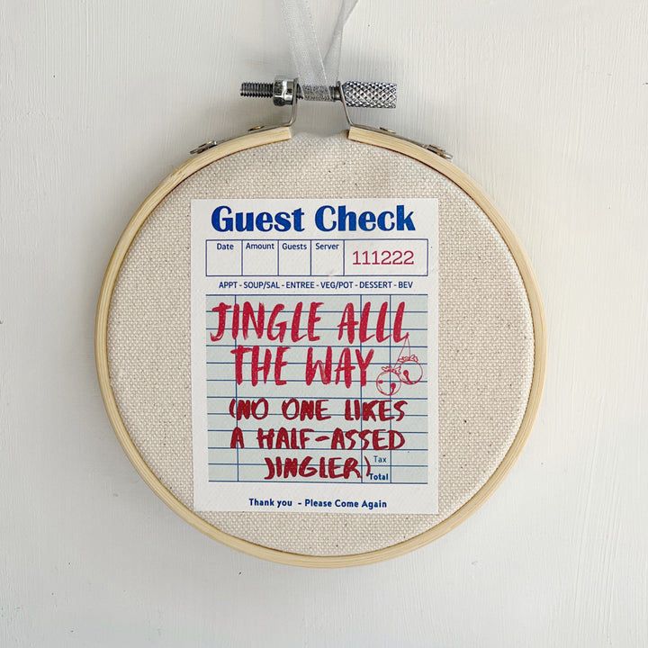 Jingle All The Way - guest check ornament hoop art