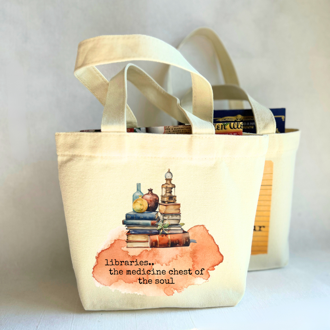 Canvas Mini Tote Bag - Libraries are the Medicine Chest of the Soul