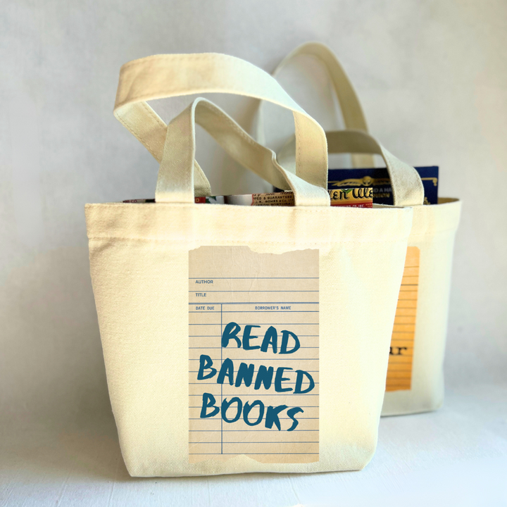 Canvas Mini Tote Bag -  Read Banned Books Library Card