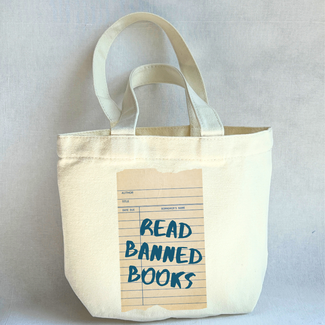 Canvas Mini Tote Bag -  Read Banned Books Library Card