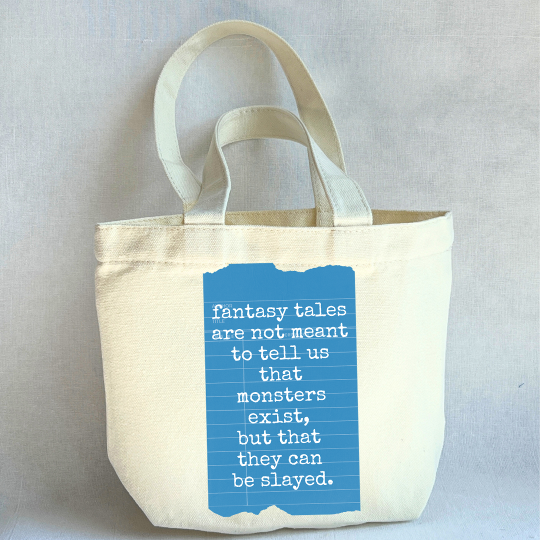 Canvas Mini Tote Bag - Fantasy Tales Teach us to Slay Library Card