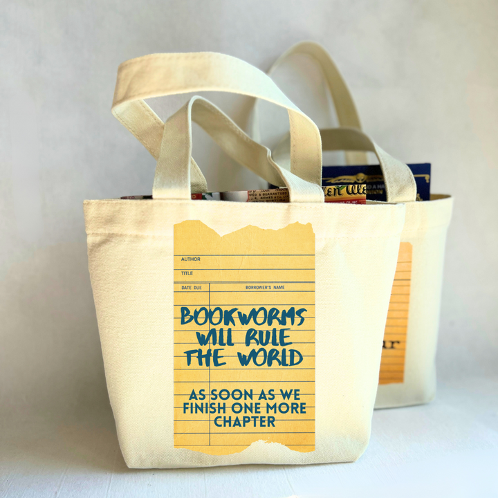 Canvas Mini Tote Bag -  Bookworms will rule the world