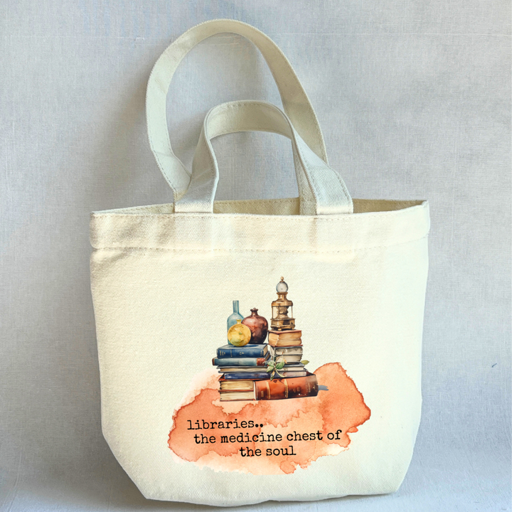 Canvas Mini Tote Bag - Libraries are the Medicine Chest of the Soul