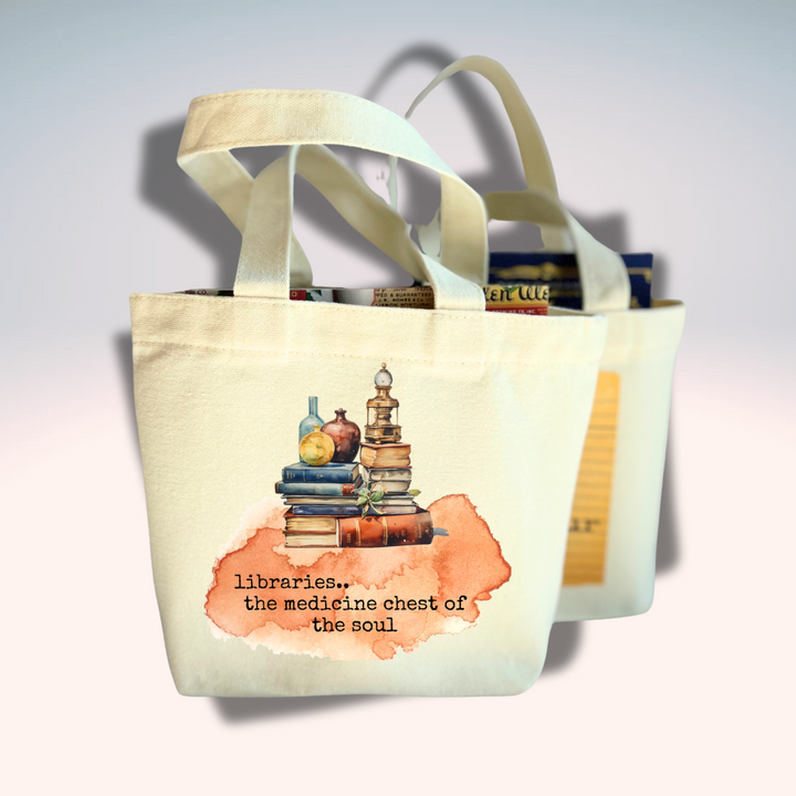 Canvas Mini Tote Bag - Libraries are the Medicine Chest of the Soul