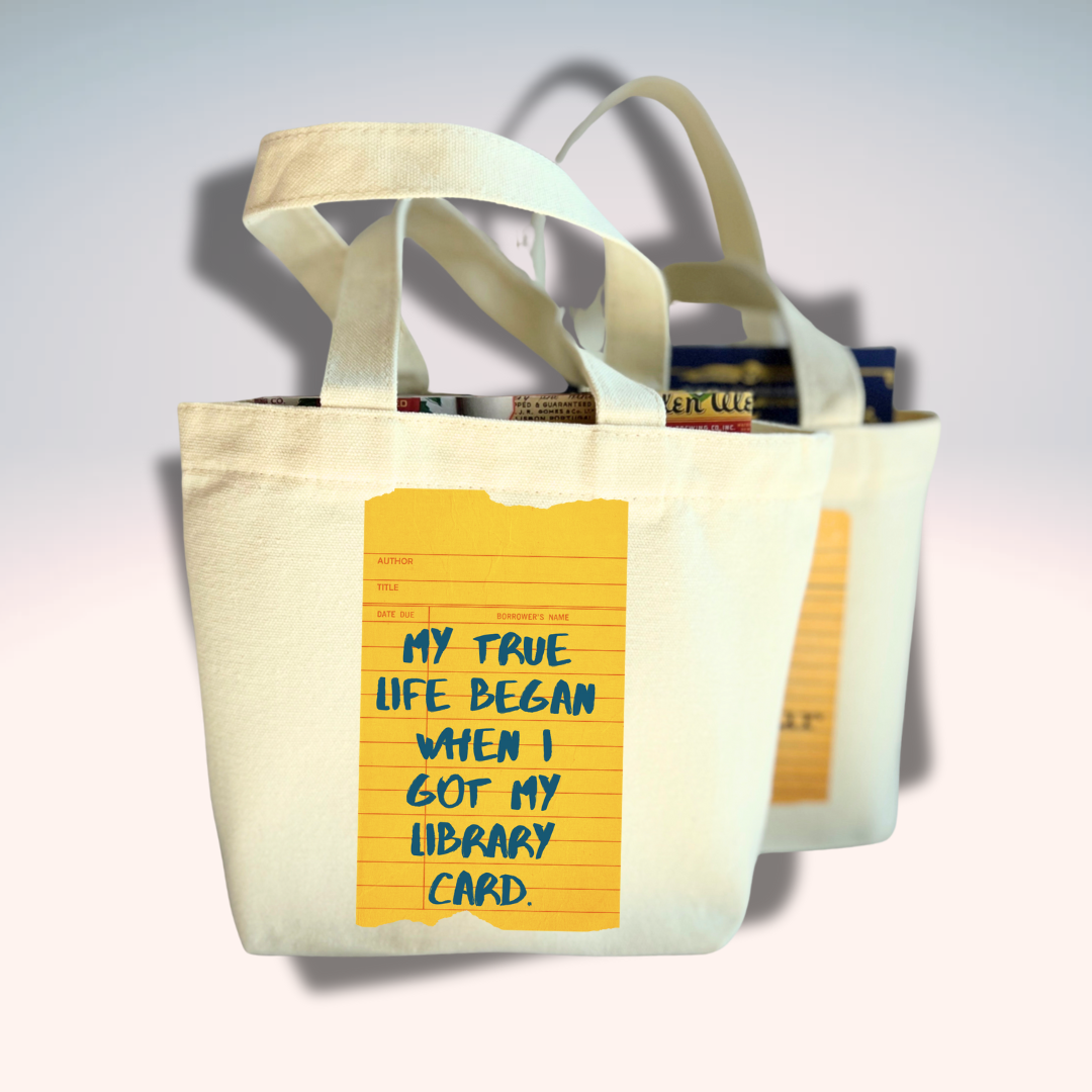 Canvas Mini Tote Bag - My True Life Began When I got a Library Card