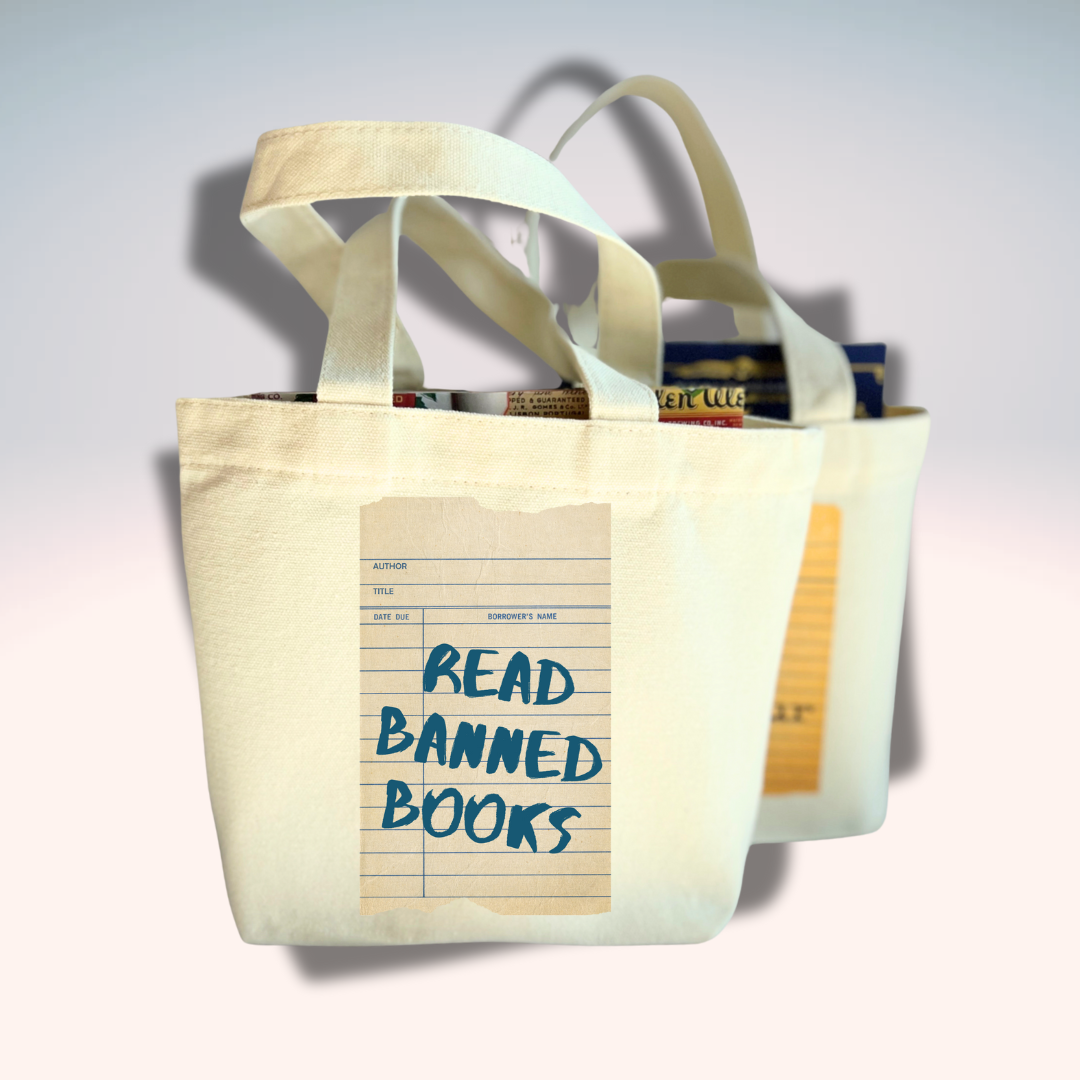 Canvas Mini Tote Bag -  Read Banned Books Library Card