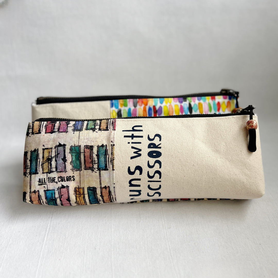 Zip Bag Pouch - Art Tool Bag Runs with Scissors