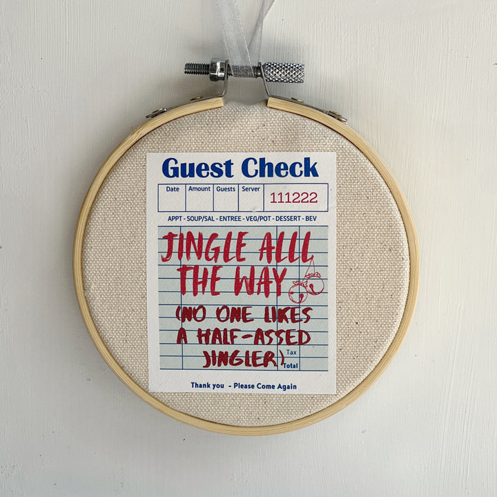 Jingle All The Way - guest check ornament hoop art