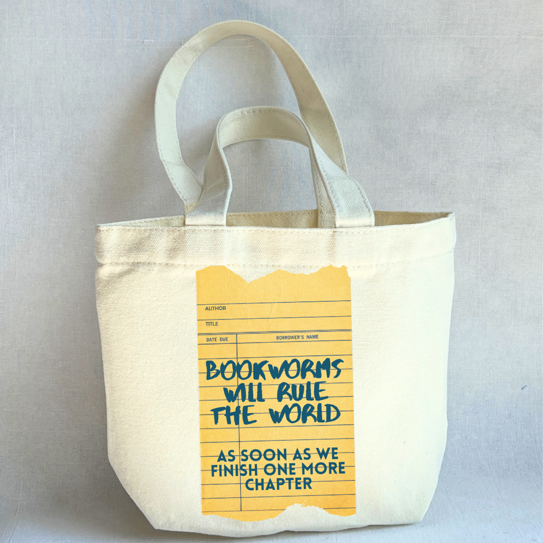 Canvas Mini Tote Bag -  Bookworms will rule the world