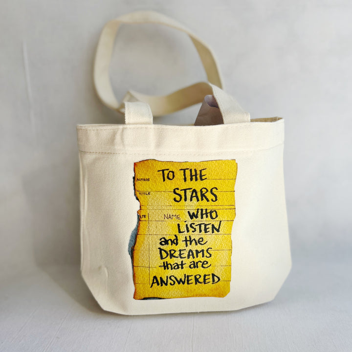 Canvas Mini Tote Bag -  To the Stars Who Listen Library Card