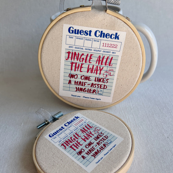 Jingle All The Way - guest check ornament hoop art