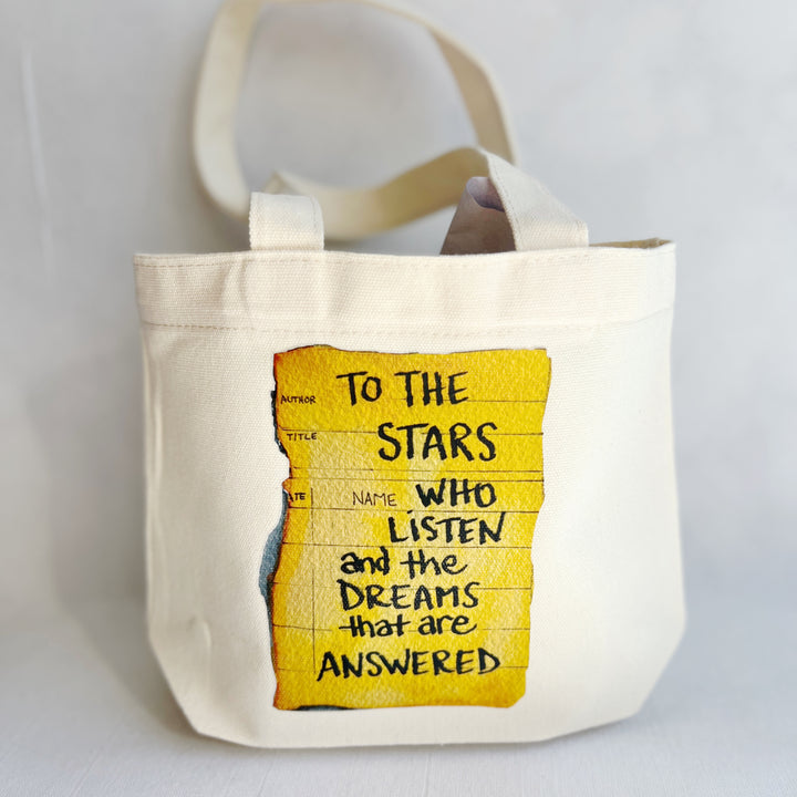 Canvas Mini Tote Bag -  To the Stars Who Listen Library Card