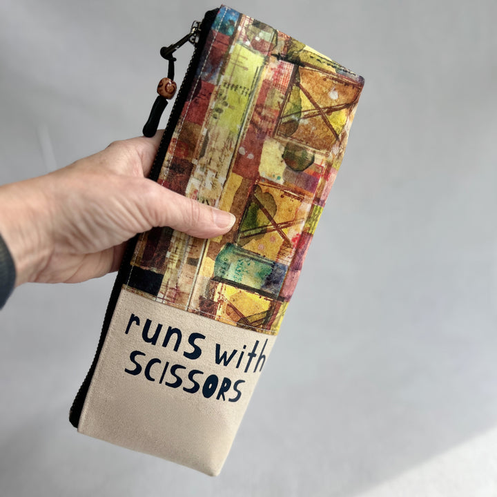 Zip Bag Pouch - Art Tool Bag Runs with Scissors