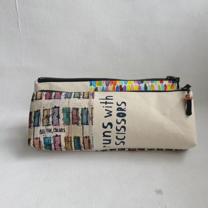 Zip Bag Pouch - Art Tool Bag Runs with Scissors